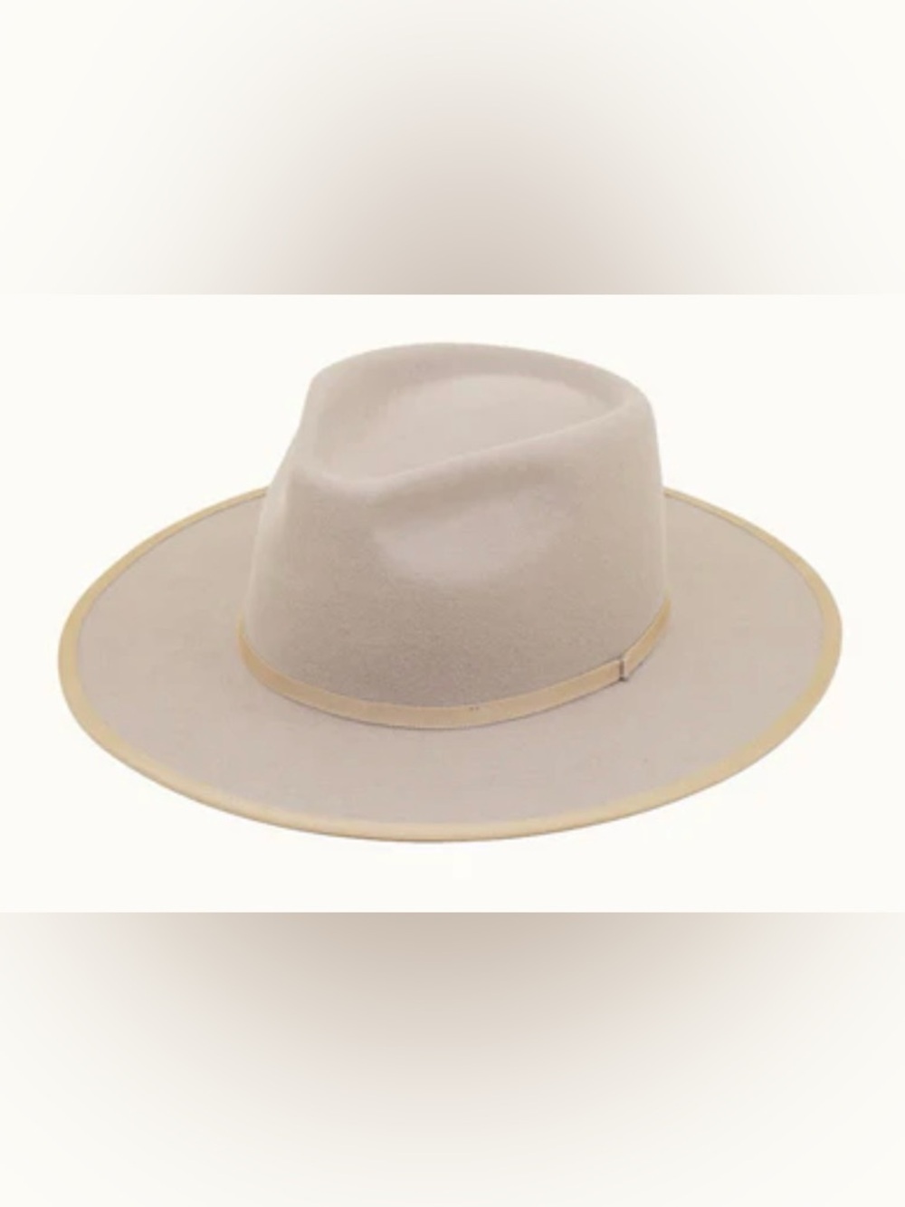 Men's Neutral Wide-Brim Felt Fedora Hat - Light Beige